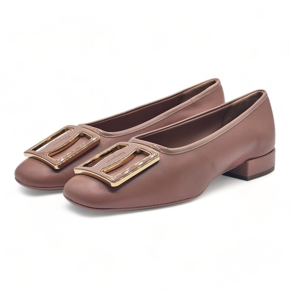 Salvatore Ferragamo Myrna Leather Embellished Ballet Flats 9.5 $695 - Picture 2 of 11